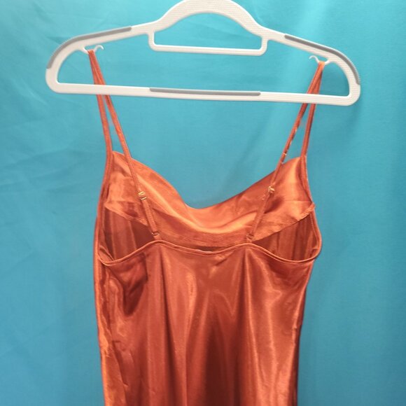 Satin Rust Orange Slip Dress For Women - Bebe - S - Picture 7 of 9